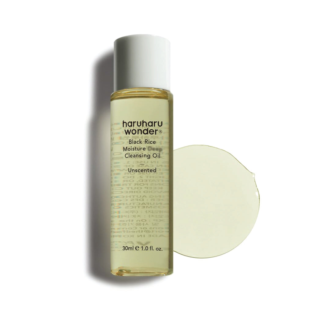Haruharu Wonder Black Rice Moisture Cleansing Oil bottle with texture