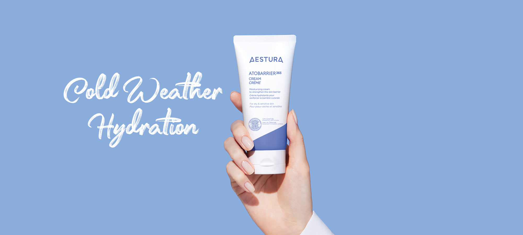 Aestura atobarrier cream 365 blue background