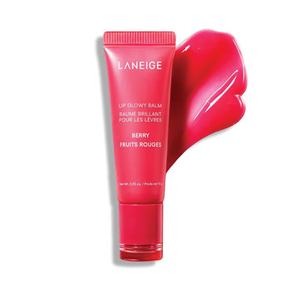 Laneige lip balm tube with a swatch of berry colour on a white background