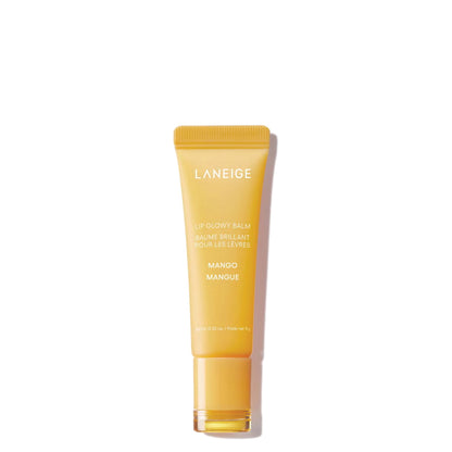 Laneige lip balm mango tube on a white background