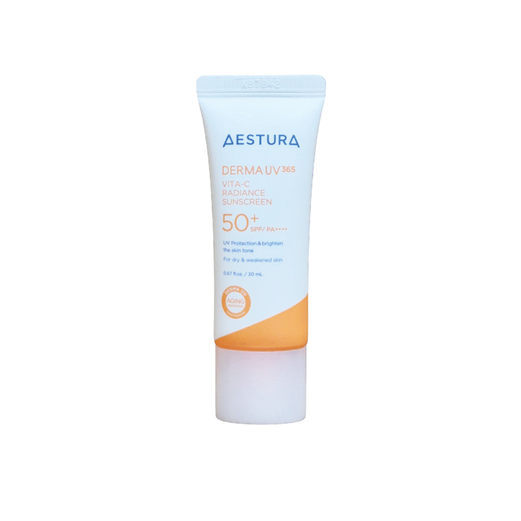 Aestura sunscreen tube on a white background