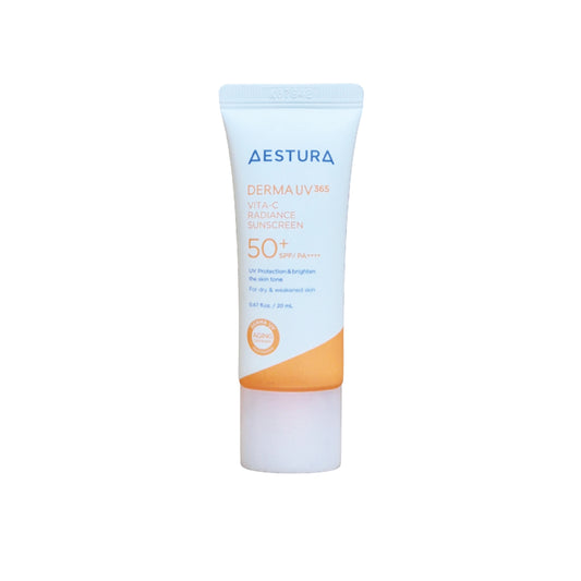 Aestura sunscreen tube on a white background